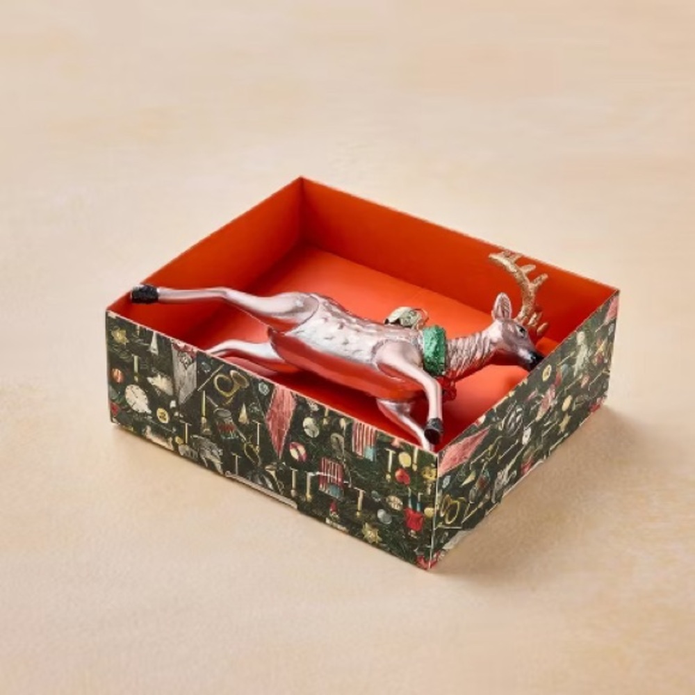 John Derian for Target | Festive Reindeer Ornament with Gold and Green Details - Picture 2 of 6